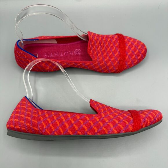 Rothys The Loafer Women’s Flats Pomegranate Red Knit Shoes Comfort Flats Sz 9.5 - Picture 2 of 9